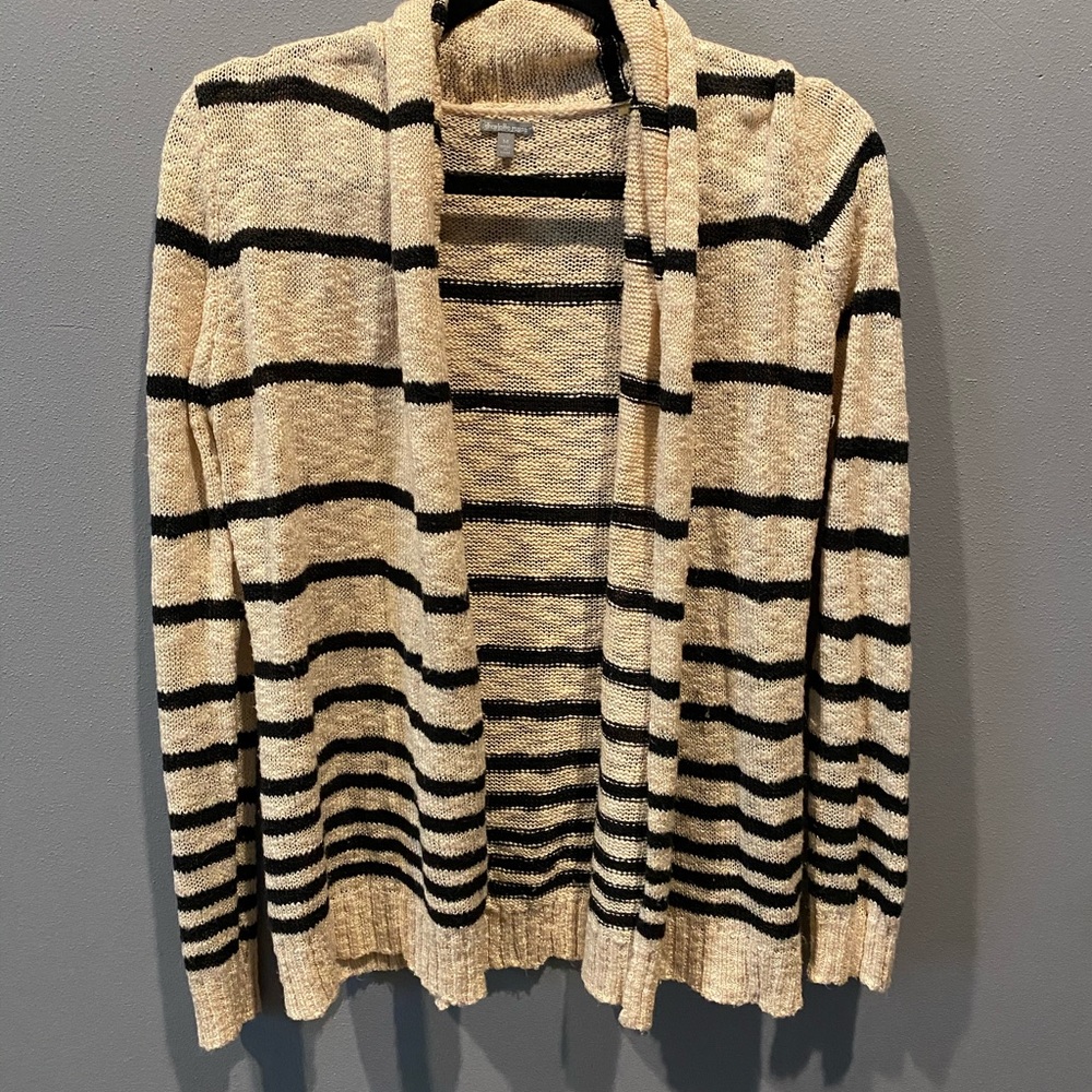 Pale pink and black striped cardigan